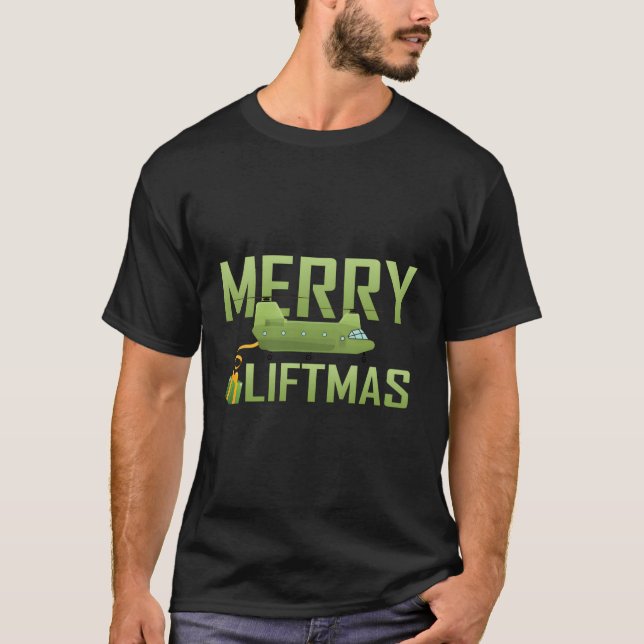 Merry Liftmas Chinook Helicopter T-Shirt (Front)