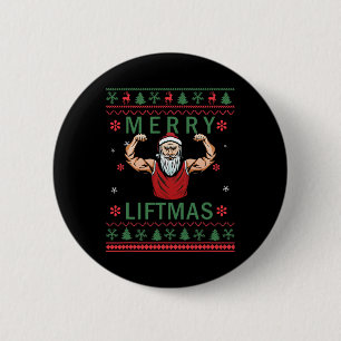 Merry Liftmas - Christmas Bodybuilder Gym Workout  6 Cm Round Badge