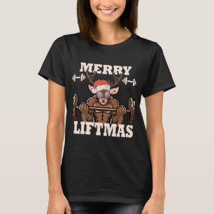 Merry Liftmas Christmas Gym Workout Santa Reindeer T-Shirt