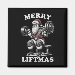 Merry Liftmas – Christmas Santa Claus Weightliftti Magnet