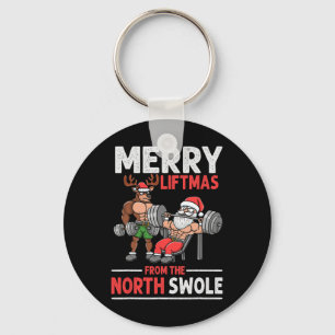 Merry Liftmas From North Swole Muscle Santa Weight Key Ring