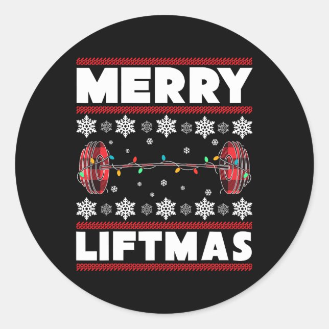 Merry Liftmas Fun Christmas Gym Workout Fitness Gi Classic Round Sticker (Front)
