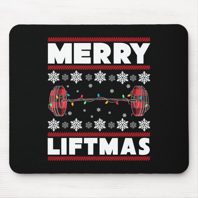 Merry Liftmas Fun Christmas Gym Workout Fitness Gi Mouse Pad (Front)