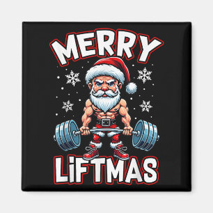 Merry Liftmas Funny Santa Claus Workout Gym Fitnes Magnet