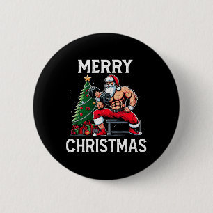 Merry Liftmas Funny Santa Xmas Gym Bodybuilding Ch 6 Cm Round Badge