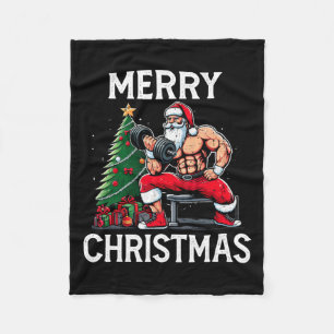 Merry Liftmas Funny Santa Xmas Gym Bodybuilding Ch Fleece Blanket