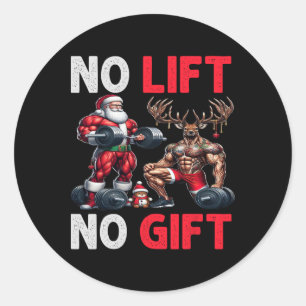 Merry Liftmas Muscle Santa Weightlifting Xmas Body Classic Round Sticker