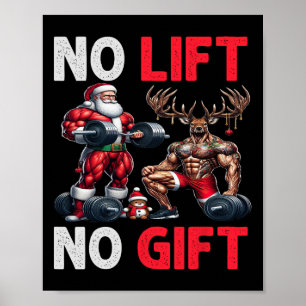 Merry Liftmas Muscle Santa Weightlifting Xmas Body Poster