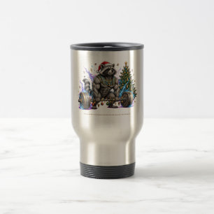 Merry Liftmas Racoon Gym Shirt Travel Mug