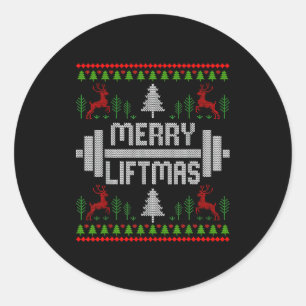 Merry Liftmas - Trainer Ugly Style Christmas Classic Round Sticker