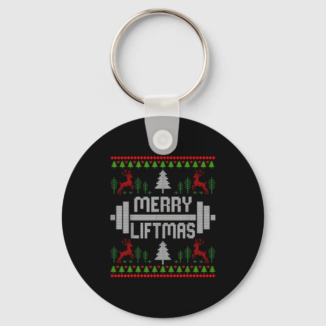 Merry Liftmas - Trainer Ugly Style Christmas  Key Ring (Front)