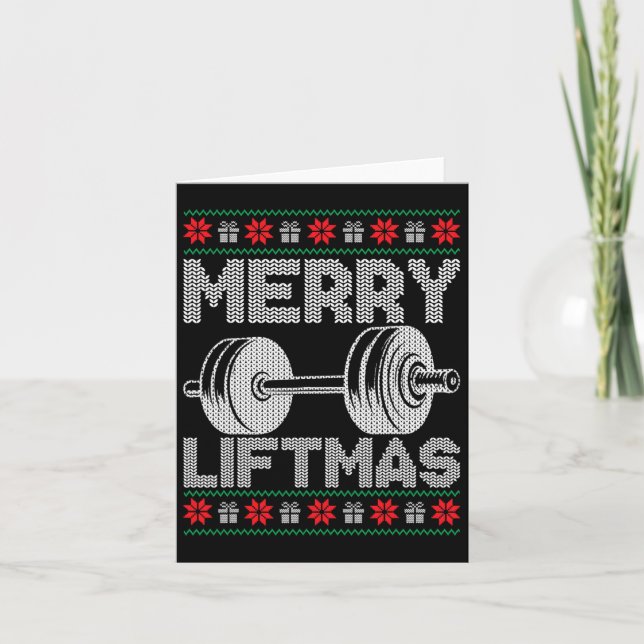 Merry Liftmas Ugly Christmas Gym Workout Funny Fit Card (Front)