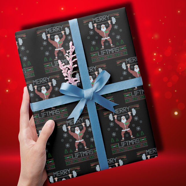 Merry Liftmas Ugly Christmas Gym Workout Wrapping Paper (Creator Uploaded)