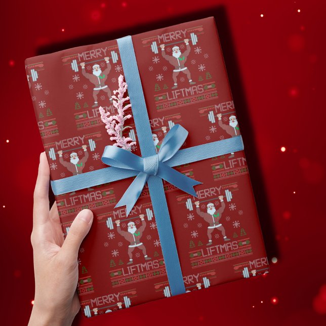 Merry Liftmas Ugly Christmas Red Wrapping Paper (Creator Uploaded)