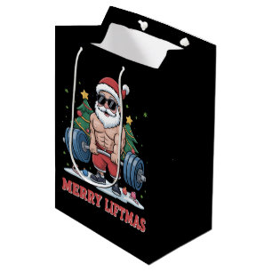Merry Liftmas Weightlifting Santa Fitness Gym Medium Gift Bag