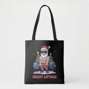Merry Liftmas Weightlifting Santa Fitness Gym Tote Bag