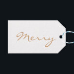 Merry Light Brown Taupe Minimal Holiday Typography Gift Tags<br><div class="desc">Remember to stop and be merry with these minimal tags. You can customise the text and make it yours.</div>