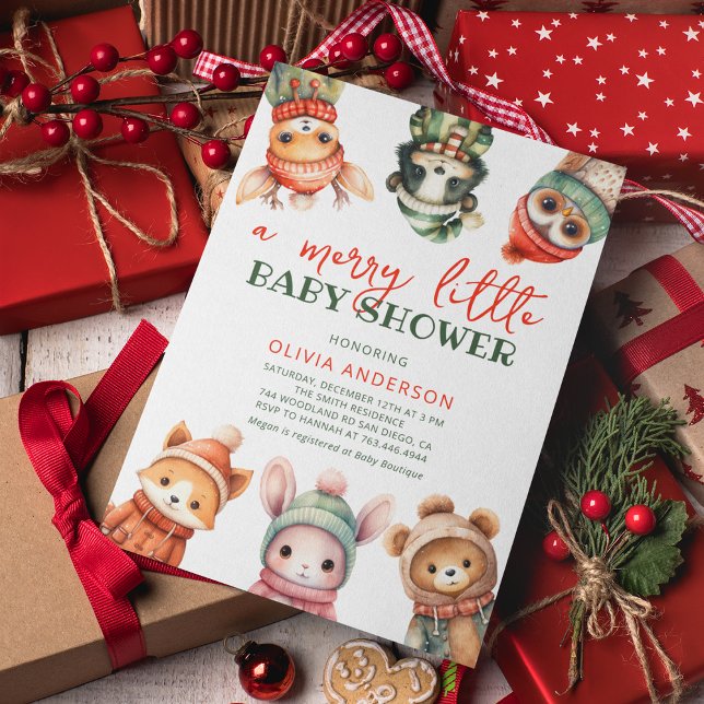 Merry Little Сute Winter Baby Shower Invitation (Creator Uploaded)
