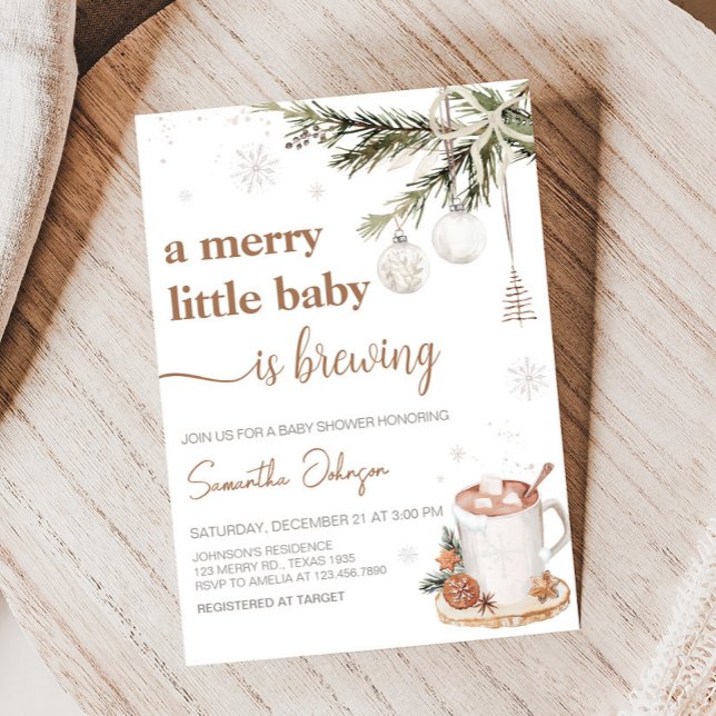 Merry Little Baby is Brewing Baby Shower Invitation (Hot Cocoa Baby is Brewing Baby Shower Invitation
)