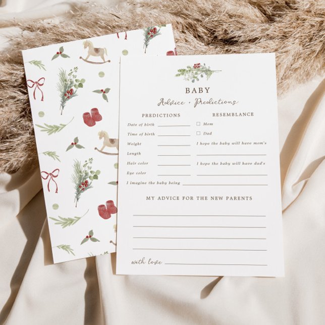 Merry Little Baby Shower Advice Predictions Card (Creator Uploaded)
