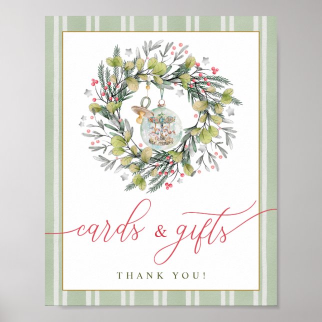 Merry Little Baby Shower Cards & Gifts Sign (Front)