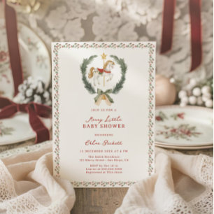 Merry Little Baby Shower Carousel Horse Invitation