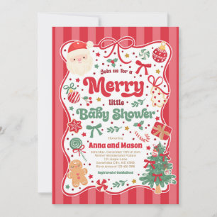 Merry Little Baby Shower Christmas Coquette Bow  Invitation