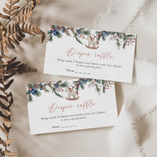 Merry Little Baby Shower Christmas Diaper Raffle Enclosure Card