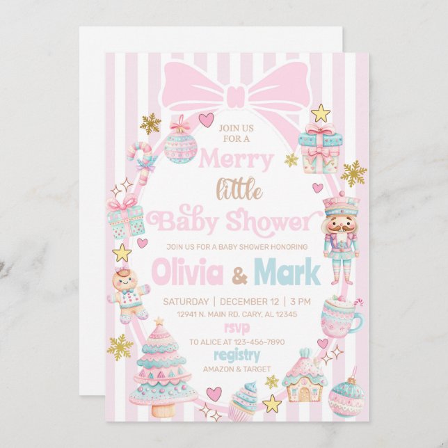 Merry little baby shower Christmas invitation. Invitation (Front/Back)