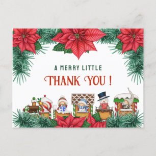 Merry Little Baby Shower Custom Winter Thank You Postcard