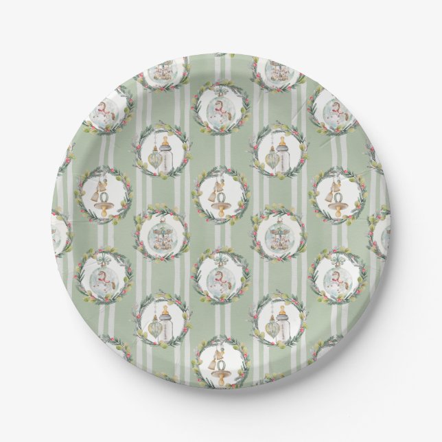 Merry Little Baby Shower Dessert Plates – Pattern (Front)