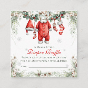 Merry Little Baby Shower Diaper Raffle Enclosure Card