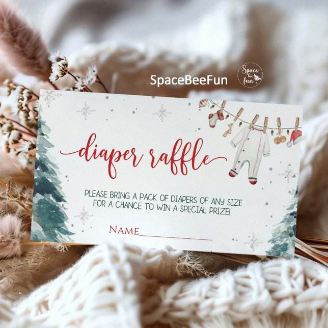 Merry Little Baby Shower  Enclosure Card (Merry Little Baby Shower, enclosure card, diaper raffle, book for baby, holiday baby shower, Christm)