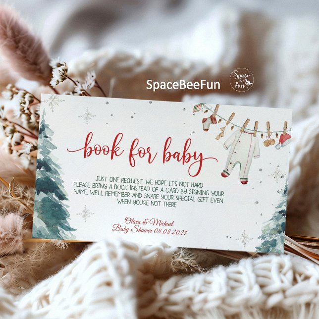 Merry Little Baby Shower  Enclosure Card (Merry Little Baby Shower, enclosure card, diaper raffle, book for baby, holiday baby shower, Christm)