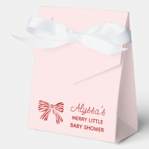 Merry Little Baby Shower Favor Boxes with Red Bow