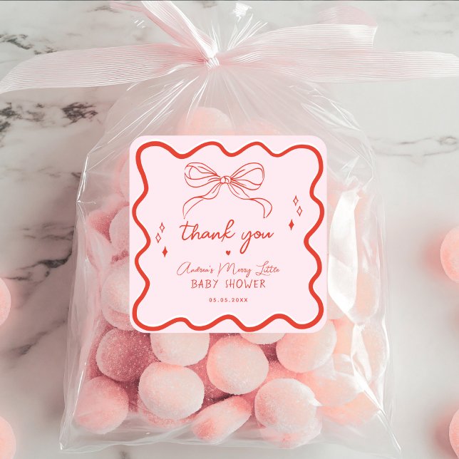 Merry Little Baby Shower Hand Drawn Christmas Square Sticker (Creator Uploaded)