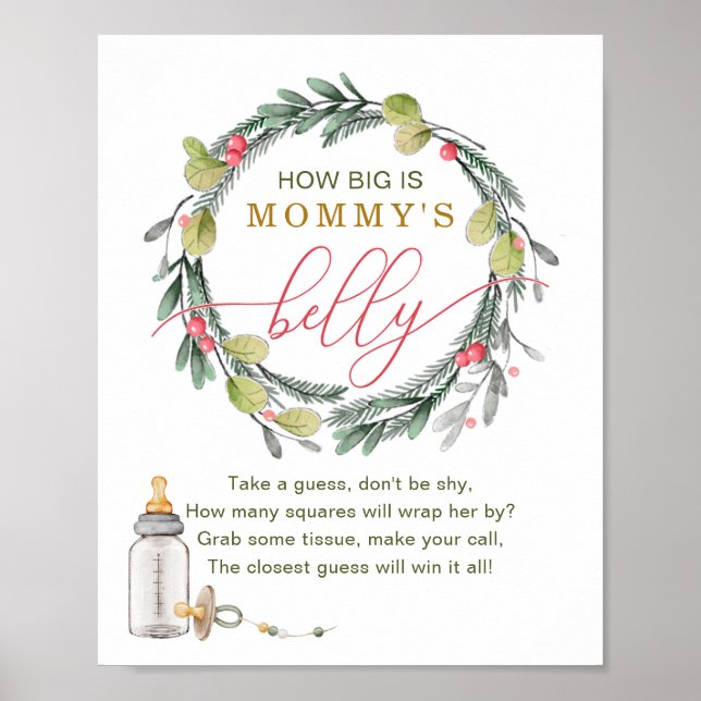 Merry Little Baby Shower How Big Is Mummy’s Belly  Poster (Front)
