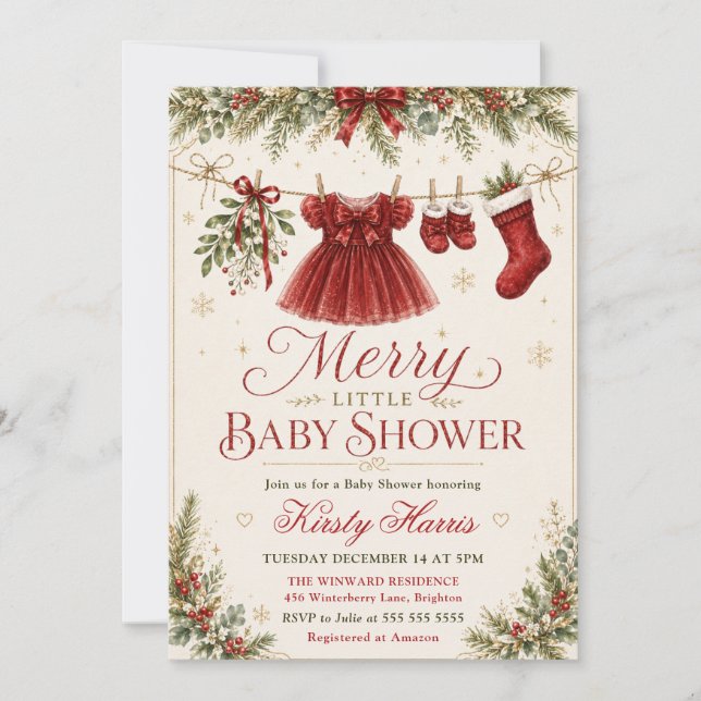 Merry Little Baby Shower Invitation (Front)