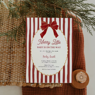 Merry Little Baby Shower Invitation for Girl