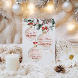 Merry Little Baby Shower Modern Christmas Invitation