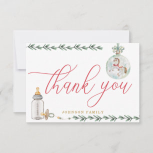 Merry Little Baby Shower Personalised Thank You Card