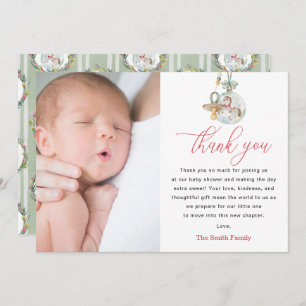 Merry Little Baby Shower Photo Thank You Card