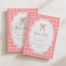 Merry Little Baby Shower Pink & Red Candy Cane