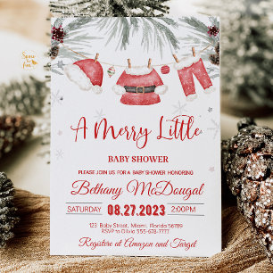 Merry Little Baby Shower Santa Baby Invitation