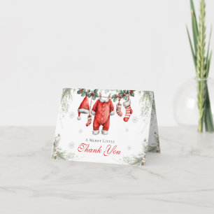 Merry Little Baby Shower Santa Clothesline Thank You Card
