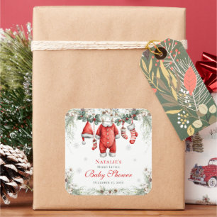Merry Little Baby Shower Santa Square Sticker