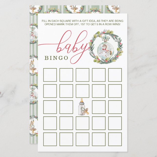 Merry Little Baby Shower Winter Baby Bingo Game (Front/Back)