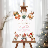 Merry little baby shower woodland welcome sign