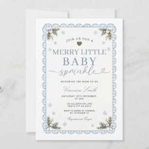 Merry Little Baby Sprinkle Blue Winter Baby Shower Invitation