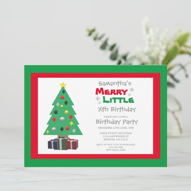 Merry Little Birthday Invitation (Standing Front)